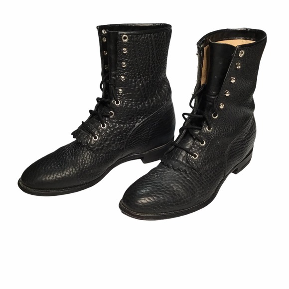 Justin Boots Other - Justin Textured Leather Lace Up Ropers